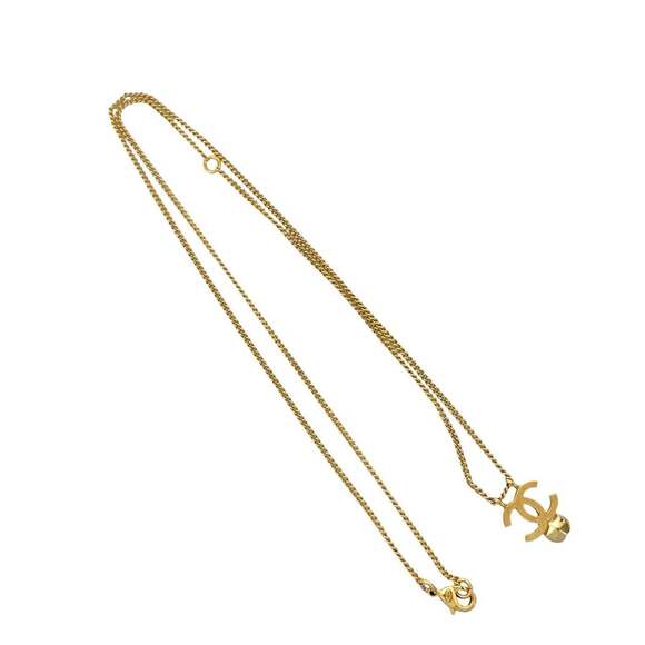 CHANEL Authentic Gold Logo Necklace